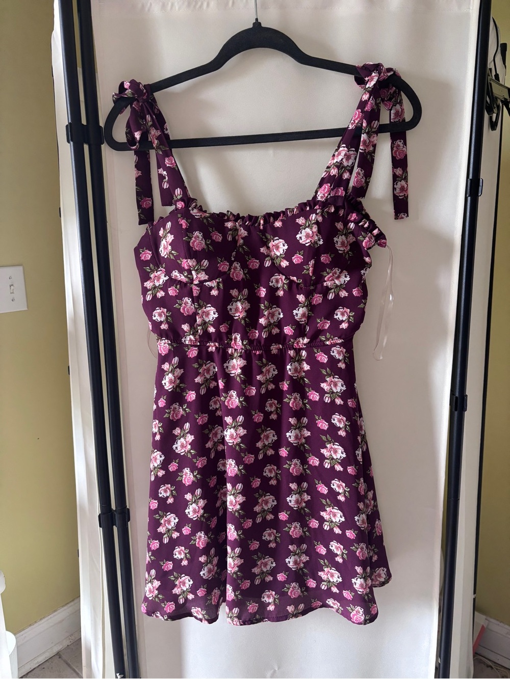 Altar'd State Plum Floral Tie-Strap Mini Dress